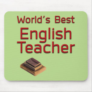 World's Best English Teacher with Books Mouse Mat