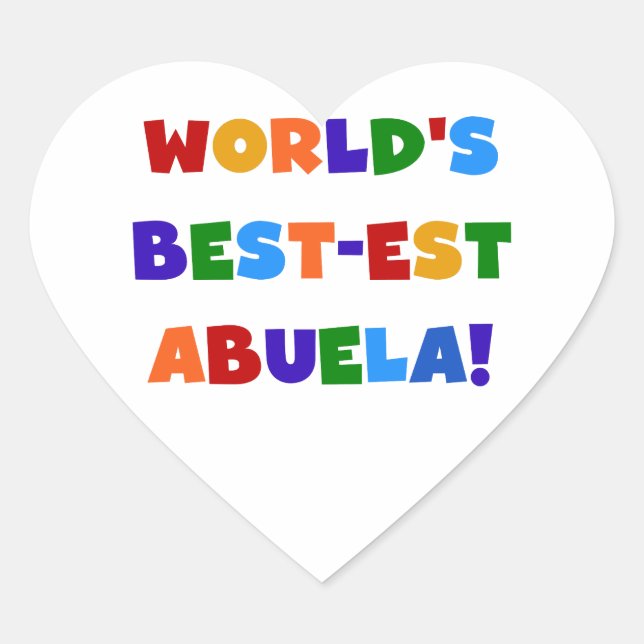 World's Best-est Abuela Bright Colours Tshirts Heart Sticker (Front)