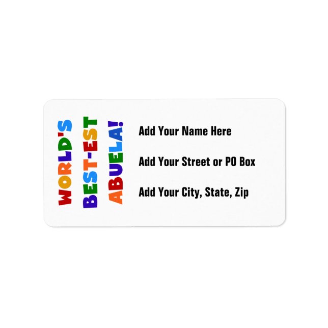 World's Best-est Abuela Bright Colours Tshirts Label (Front)