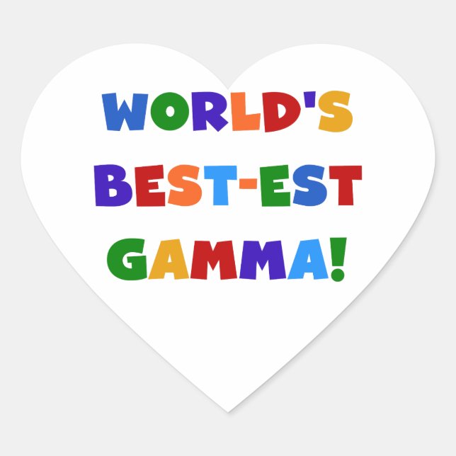 World's Best-est Gamma Bright Colours Gifts Heart Sticker (Front)