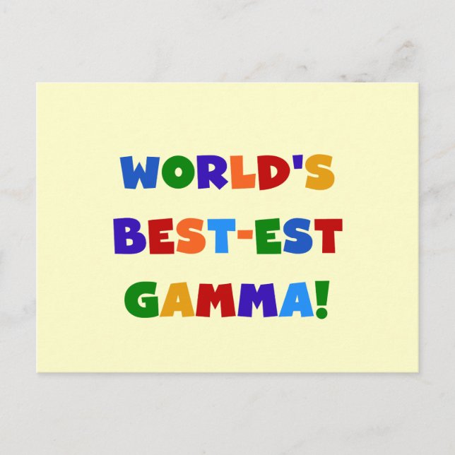 World's Best-est Gamma Bright Colours Gifts Postcard (Front)