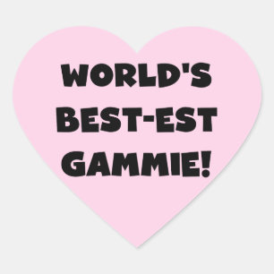 World's Best-est Gammie Black and White Gifts Heart Sticker