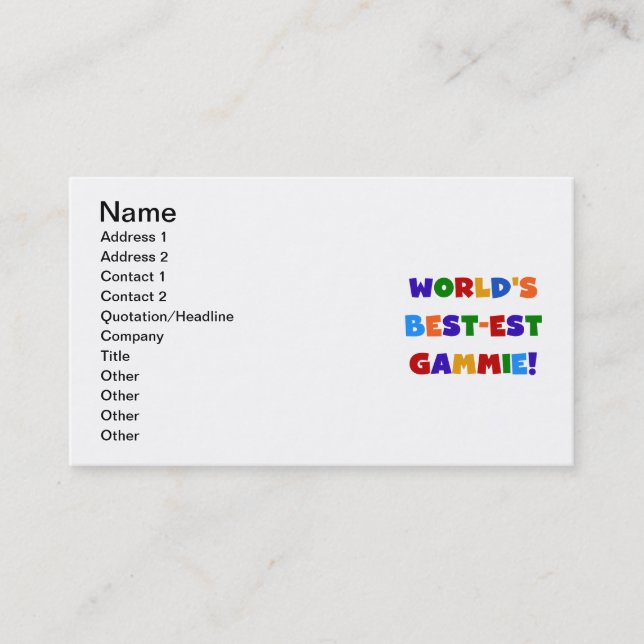 World's Best-est Gammie Bright Colours Gifts Business Card (Front)
