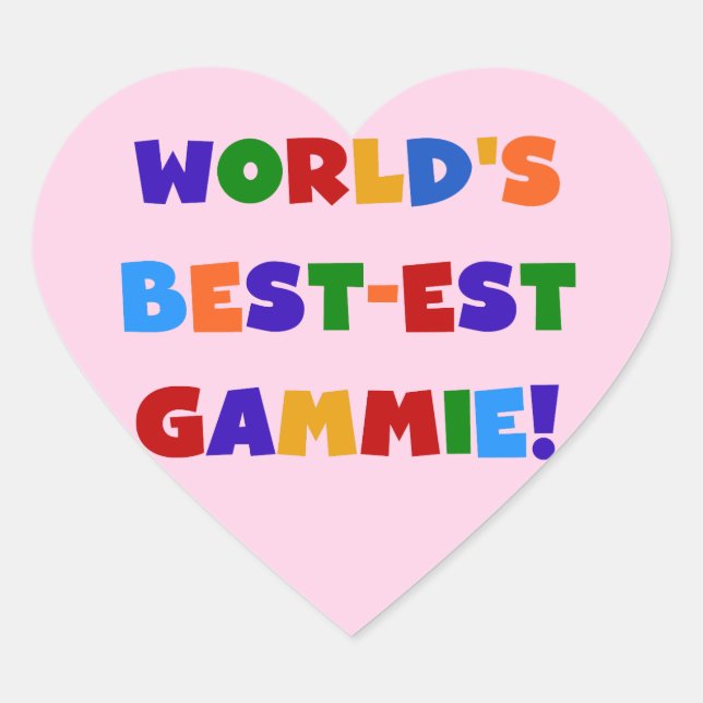 World's Best-est Gammie Bright Colours Gifts Heart Sticker (Front)