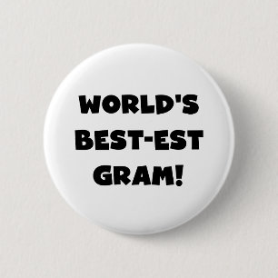 World's Best-est Gram Black Text Tshirts and GIfts 6 Cm Round Badge
