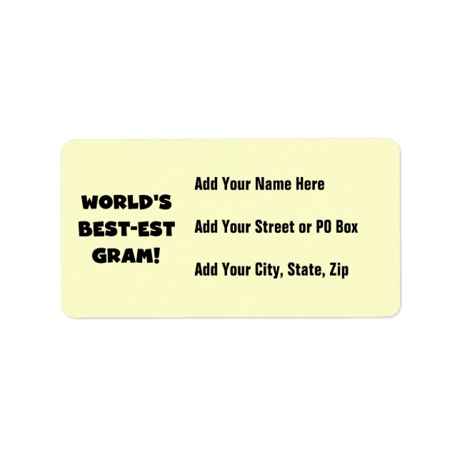 World's Best-est Gram Black Text Tshirts and GIfts Label (Front)