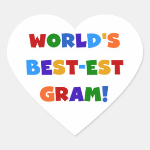 World's Best-est Gram Bright Colours Gifts Heart Sticker