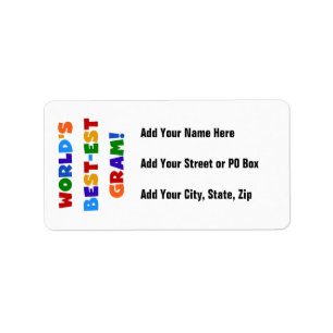 World's Best-est Gram Bright Colours Gifts Label