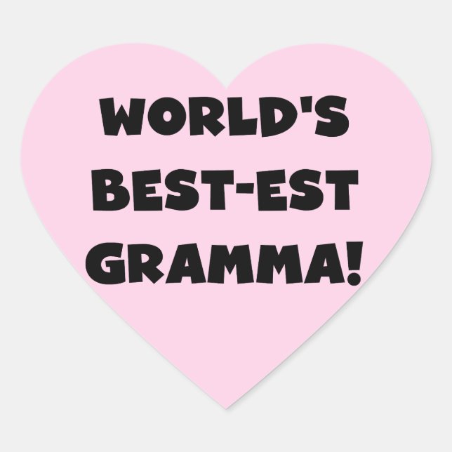World's Best-est Gramma Black or White Heart Sticker (Front)