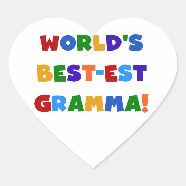 World's Best-est Gramma Bright Colours Heart Sticker (Front)