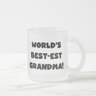 World's Best-est Grandma Black T-shirts and Gifts Frosted Glass Coffee Mug