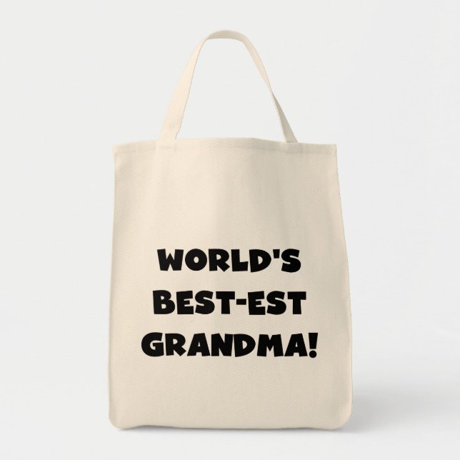 World's Best-est Grandma Black T-shirts and Gifts Tote Bag (Front)