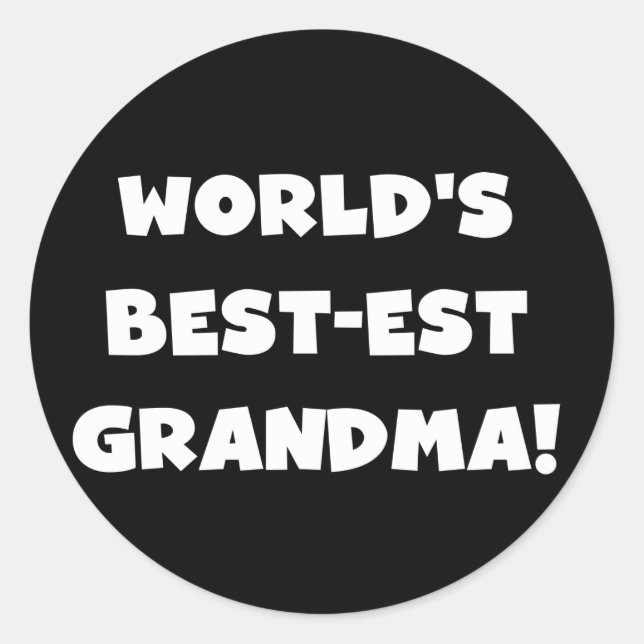 World's Best-Est Grandma White Text Gifts Classic Round Sticker (Front)