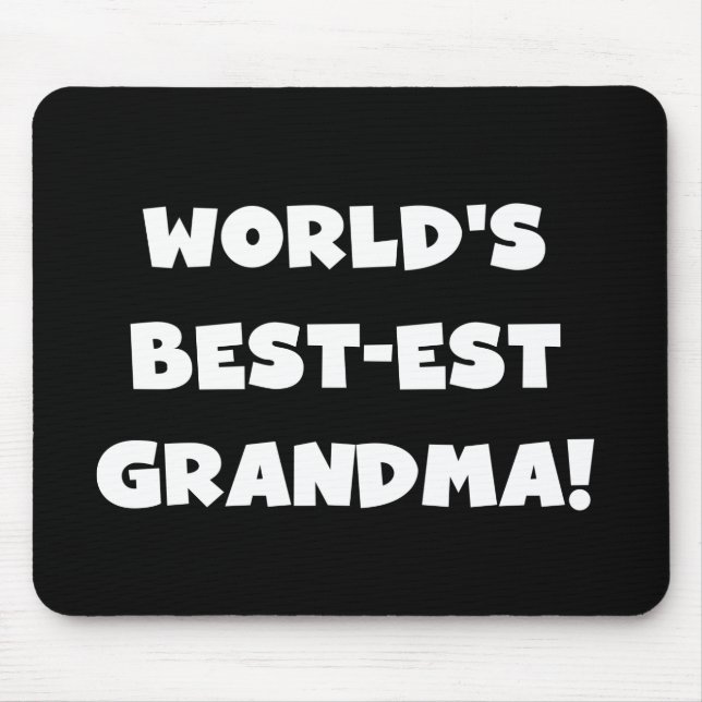 World's Best-Est Grandma White Text Gifts Mouse Mat (Front)