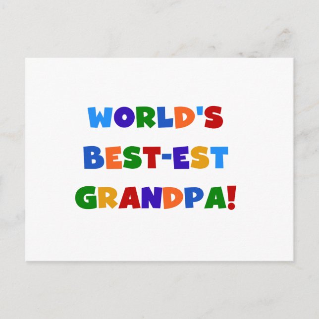 World's Best-est Grandpa Bright Colours Gifts Postcard (Front)