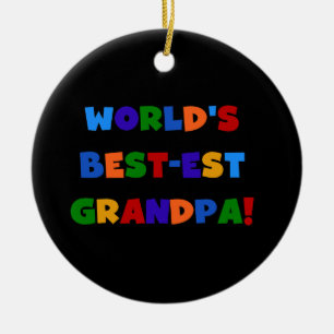 World's Best-est Grandpa Bright Colours T-shirts Ceramic Tree Decoration