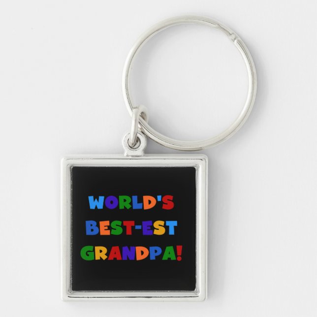 World's Best-est Grandpa Bright Colours T-shirts Key Ring (Front)