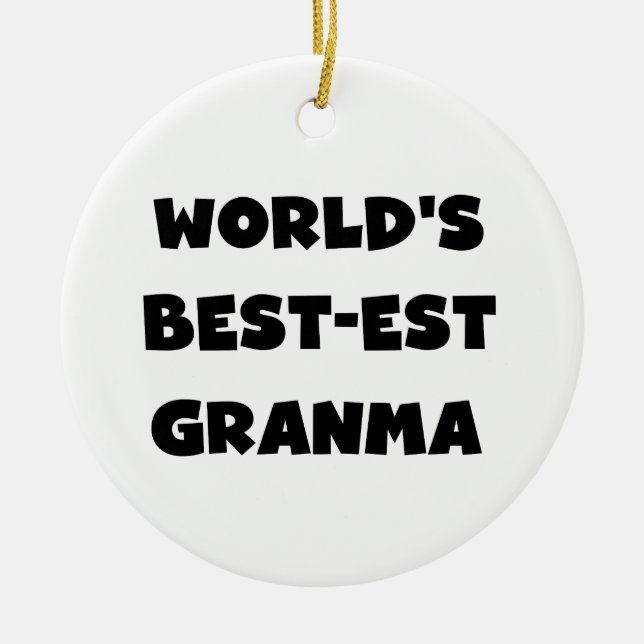 World's Best-est Granma Black and White Ceramic Tree Decoration (Front)