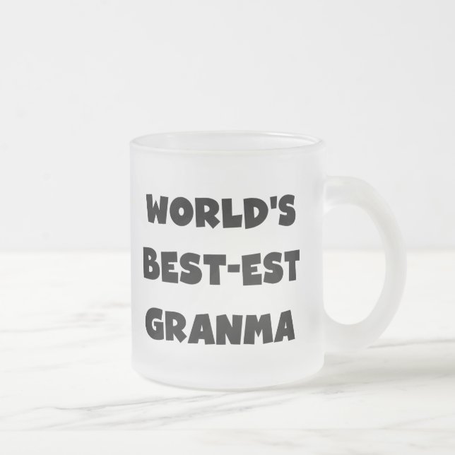 World's Best-est Granma Black and White Frosted Glass Coffee Mug (Right)
