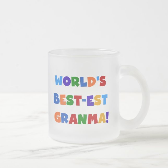 World's Best-est Granma Bright Colours Frosted Glass Coffee Mug (Right)