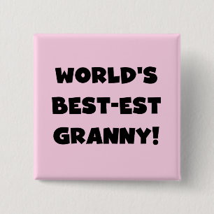 World's Best-est Granny Black Text Tshirts Gifts 15 Cm Square Badge
