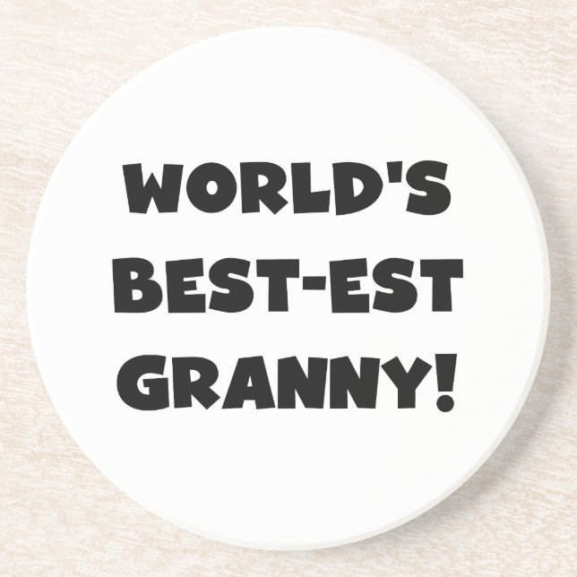 World's Best-est Granny Black Text Tshirts Gifts Coaster (Front)