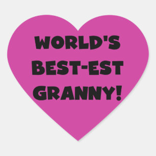 World's Best-est Granny Black Text Tshirts Gifts Heart Sticker