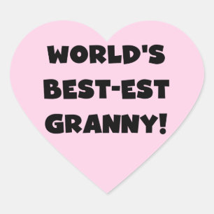 World's Best-est Granny Black Text Tshirts Gifts Heart Sticker