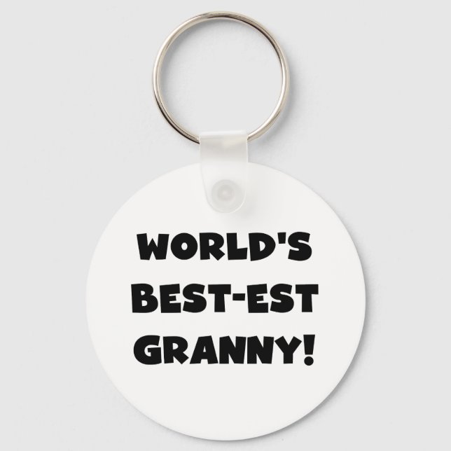 World's Best-est Granny Black Text Tshirts Gifts Key Ring (Front)