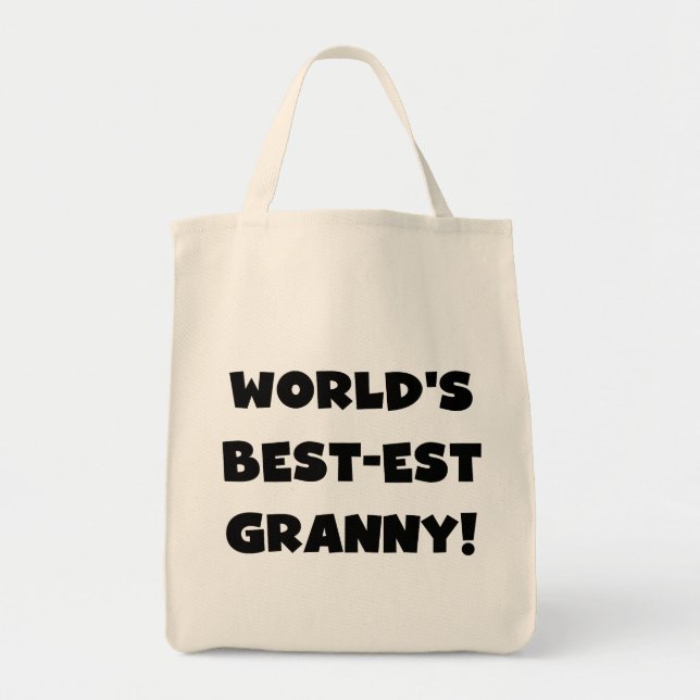 World's Best-est Granny Black Text Tshirts Gifts Tote Bag (Front)