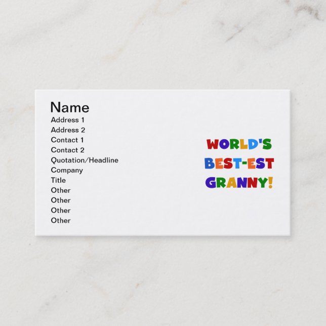 World's Best-est Granny Bright Colours Business Card (Front)