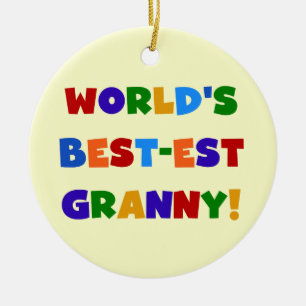 World's Best-est Granny Bright Colours Ceramic Tree Decoration