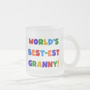 World's Best-est Granny Bright Colours Frosted Glass Coffee Mug