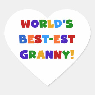 World's Best-est Granny Bright Colours Heart Sticker