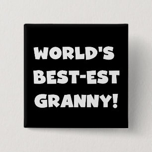 World's Best-est Granny White Text Tshirts Gifts 15 Cm Square Badge