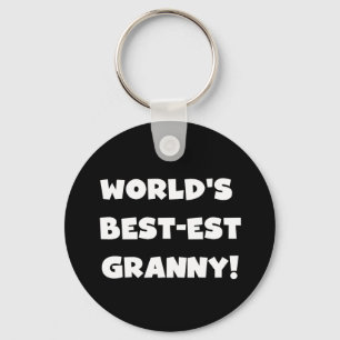 World's Best-est Granny White Text Tshirts Gifts Key Ring