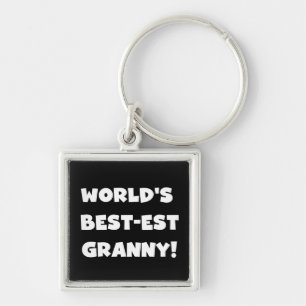 World's Best-est Granny White Text Tshirts Gifts Key Ring