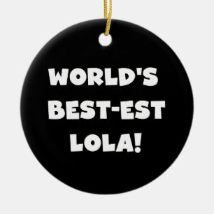 World's Best-est Lola Black and White T-shirts Ceramic Tree Decoration