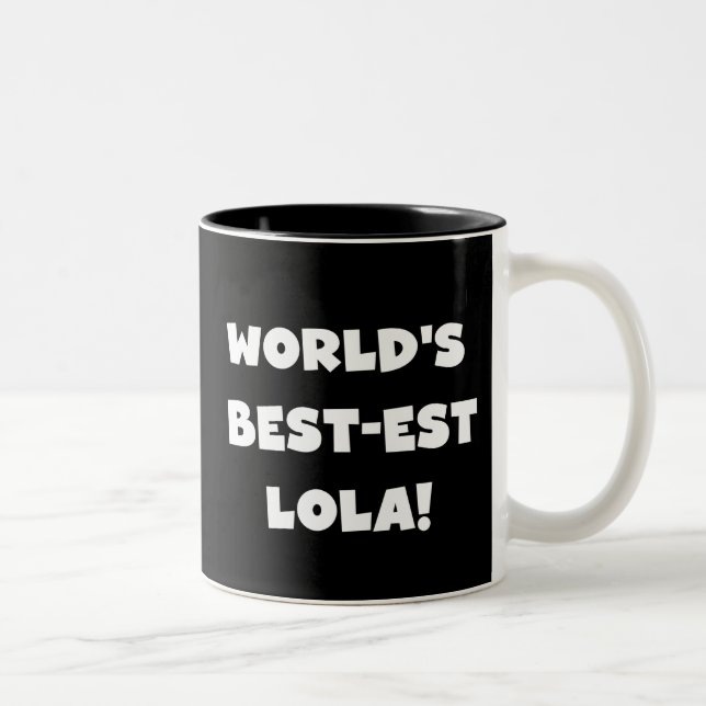 World's Best-est Lola Black and White T-shirts Two-Tone Coffee Mug (Right)