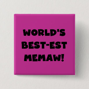 World's Best-est Memaw Black and White T-shirts 15 Cm Square Badge