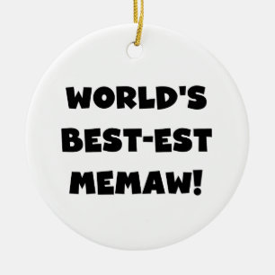 World's Best-est Memaw Black and White T-shirts Ceramic Tree Decoration