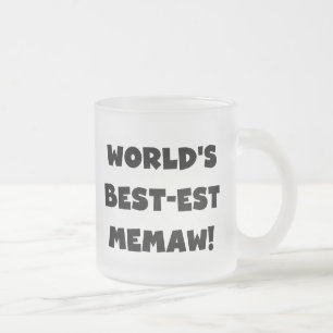 World's Best-est Memaw Black and White T-shirts Frosted Glass Coffee Mug