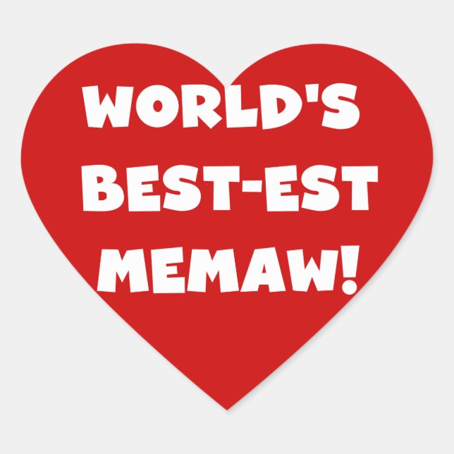 World's Best-est Memaw Black and White T-shirts Heart Sticker (Front)