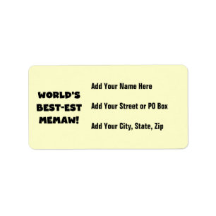 World's Best-est Memaw Black and White T-shirts Label