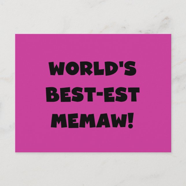 World's Best-est Memaw Black and White T-shirts Postcard (Front)