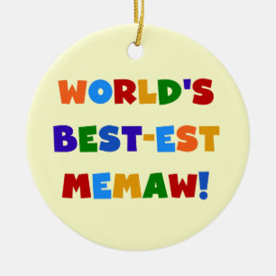 World's Best-est Memaw Bright Colours Tshirts Ceramic Tree Decoration
