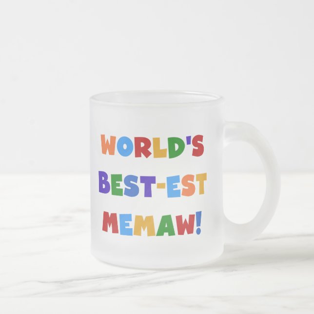 World's Best-est Memaw Bright Colours Tshirts Frosted Glass Coffee Mug (Right)