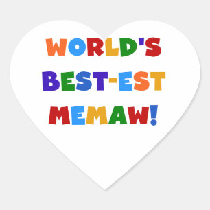 World's Best-est Memaw Bright Colours Tshirts Heart Sticker