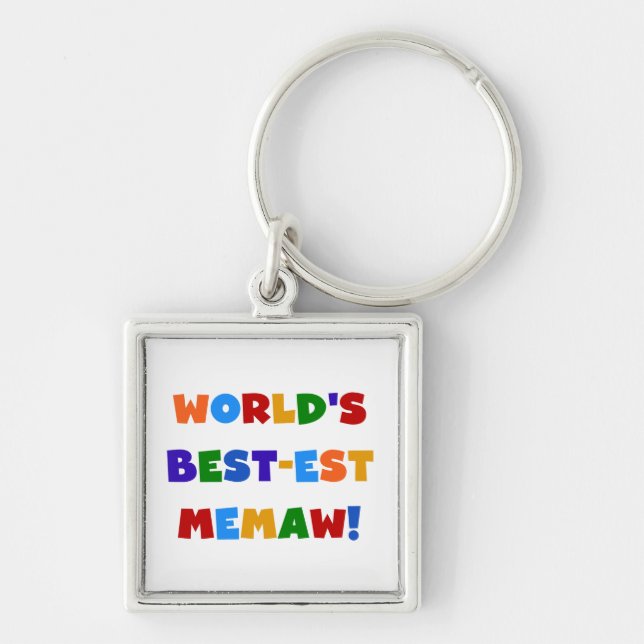 World's Best-est Memaw Bright Colours Tshirts Key Ring (Front)