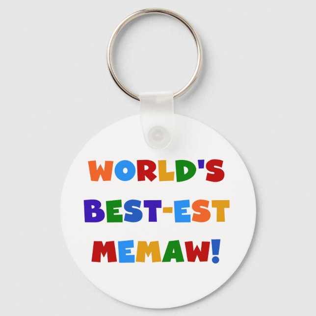 World's Best-est Memaw Bright Colours Tshirts Key Ring (Front)